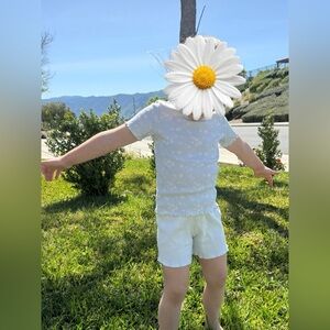 Vince & Vince summer set daisy field tee and ribbed shorts 4/5y